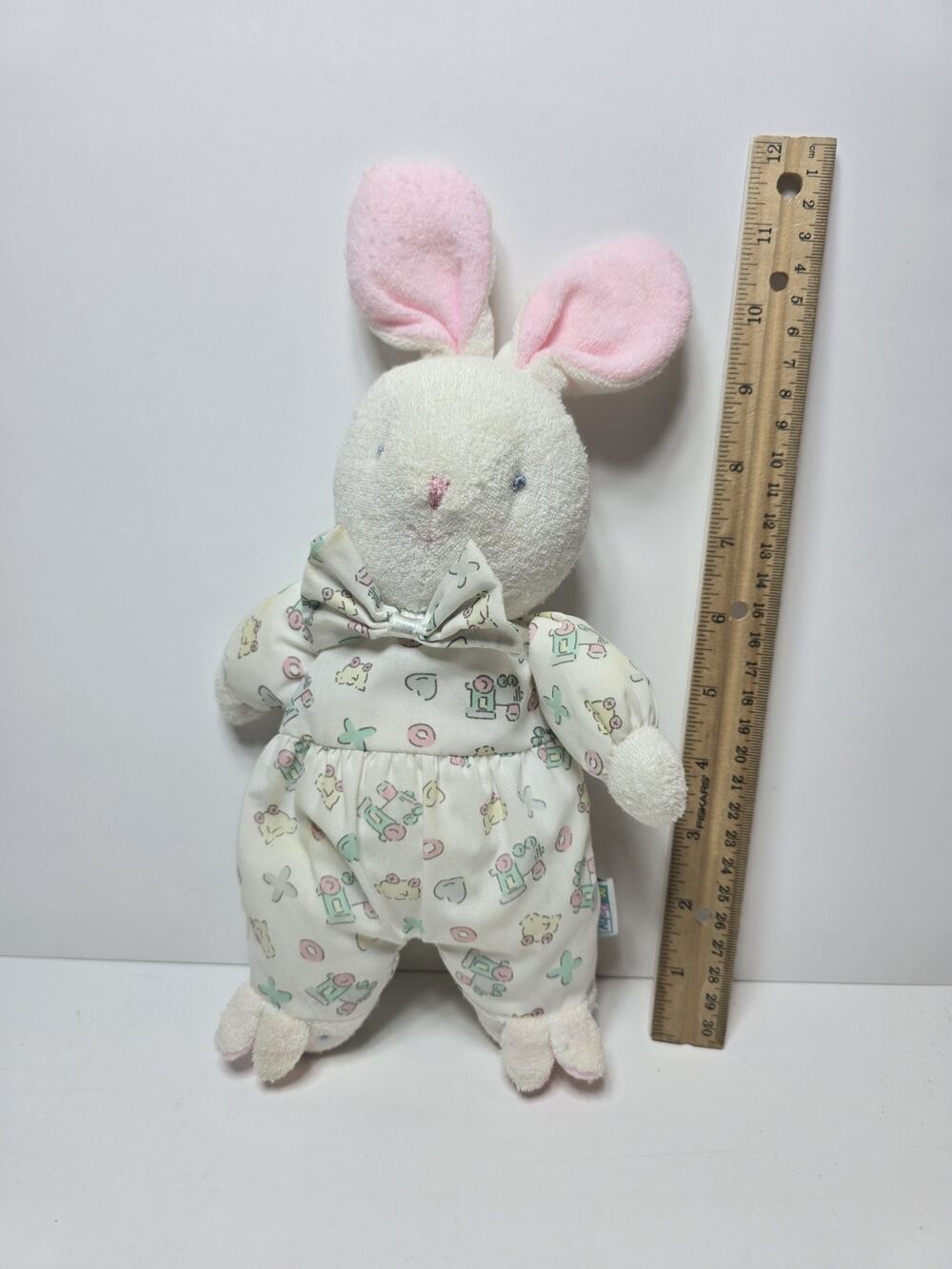 Vintage McBaby Soft Dreams Bunny Rattle Stuffed Animal Plush 9”